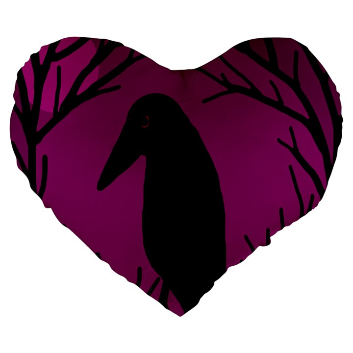 Halloween raven - magenta Large 19  Premium Heart Shape Cushions