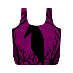 Halloween Raven - Magenta Full Print Recycle Bags (m) 