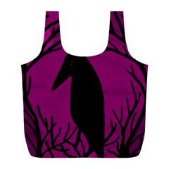 Halloween Raven - Magenta Full Print Recycle Bags (l)  by Valentinaart