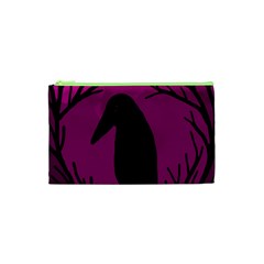 Halloween Raven - Magenta Cosmetic Bag (xs) by Valentinaart