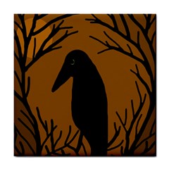 Halloween Raven - Brown Tile Coasters