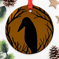 Halloween Raven - Brown Ornament (round)  by Valentinaart