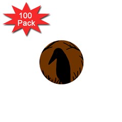 Halloween Raven - Brown 1  Mini Buttons (100 Pack) 