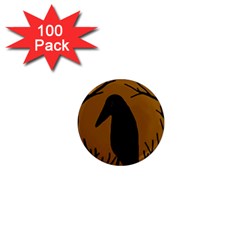 Halloween Raven - Brown 1  Mini Magnets (100 Pack) 