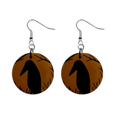 Halloween Raven - Brown Mini Button Earrings by Valentinaart