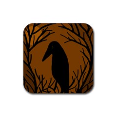 Halloween Raven - Brown Rubber Coaster (square) 