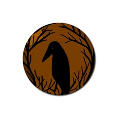 Halloween Raven - Brown Rubber Round Coaster (4 Pack) 