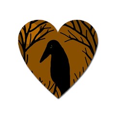 Halloween Raven - Brown Heart Magnet