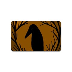 Halloween Raven - Brown Magnet (name Card) by Valentinaart