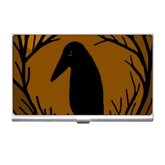 Halloween Raven - Brown Business Card Holders by Valentinaart