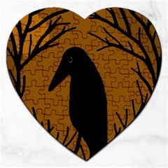 Halloween Raven - Brown Jigsaw Puzzle (heart)