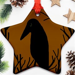 Halloween Raven - Brown Star Ornament (two Sides) 