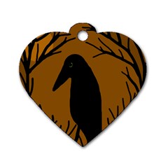 Halloween Raven - Brown Dog Tag Heart (one Side)