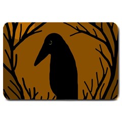 Halloween Raven - Brown Large Doormat  by Valentinaart