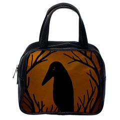 Halloween Raven - Brown Classic Handbags (one Side) by Valentinaart