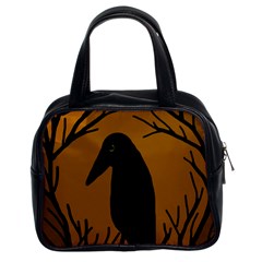 Halloween Raven - Brown Classic Handbags (2 Sides) by Valentinaart