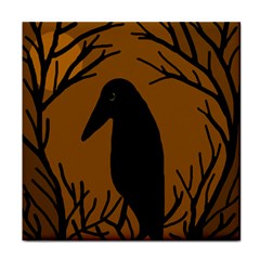 Halloween Raven - Brown Face Towel by Valentinaart