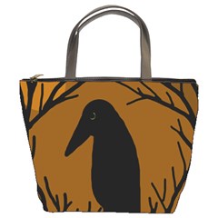 Halloween Raven - Brown Bucket Bags by Valentinaart