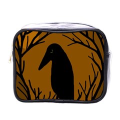 Halloween Raven - Brown Mini Toiletries Bags by Valentinaart