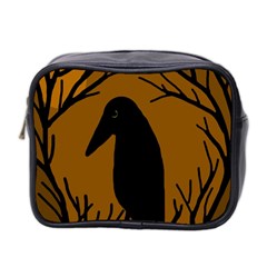 Halloween Raven - Brown Mini Toiletries Bag 2-side by Valentinaart