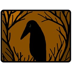 Halloween Raven - Brown Fleece Blanket (large) 