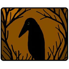 Halloween Raven - Brown Fleece Blanket (medium) 