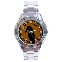 Halloween Raven - Brown Stainless Steel Analogue Watch by Valentinaart