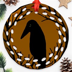 Halloween Raven - Brown Ornament (round Filigree) 