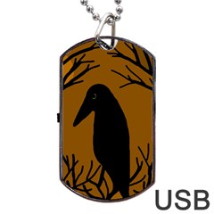 Halloween Raven - Brown Dog Tag Usb Flash (one Side)