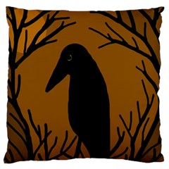 Halloween Raven - Brown Large Cushion Case (one Side) by Valentinaart