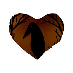 Halloween Raven - Brown Standard 16  Premium Heart Shape Cushions