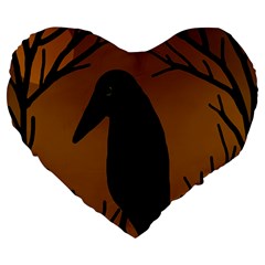 Halloween Raven - Brown Large 19  Premium Heart Shape Cushions by Valentinaart