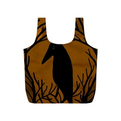 Halloween Raven - Brown Full Print Recycle Bags (s)  by Valentinaart