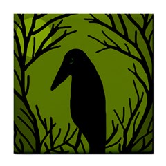 Halloween Raven - Green Tile Coasters by Valentinaart