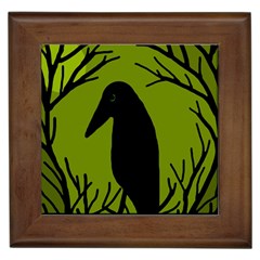 Halloween Raven - Green Framed Tiles by Valentinaart