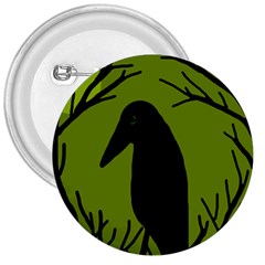 Halloween Raven - Green 3  Buttons by Valentinaart