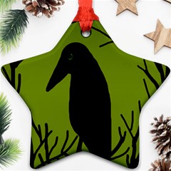 Halloween Raven - Green Ornament (star) 