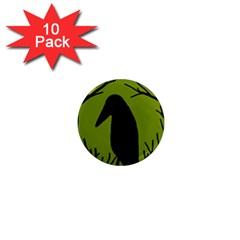 Halloween Raven - Green 1  Mini Magnet (10 Pack) 