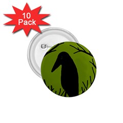 Halloween Raven - Green 1 75  Buttons (10 Pack)