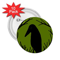 Halloween Raven - Green 2 25  Buttons (10 Pack) 