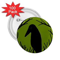 Halloween Raven - Green 2 25  Buttons (100 Pack) 