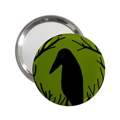 Halloween Raven - Green 2 25  Handbag Mirrors by Valentinaart