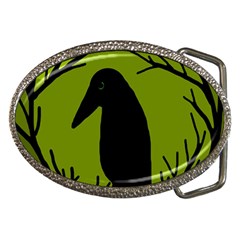 Halloween Raven - Green Belt Buckles by Valentinaart