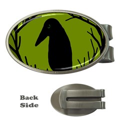 Halloween Raven - Green Money Clips (oval) 