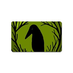 Halloween Raven - Green Magnet (name Card)