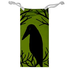 Halloween Raven - Green Jewelry Bags by Valentinaart