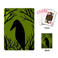 Halloween Raven - Green Playing Card