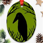 Halloween raven - green Oval Ornament (Two Sides) Back