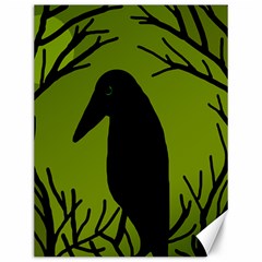 Halloween Raven - Green Canvas 12  X 16   by Valentinaart