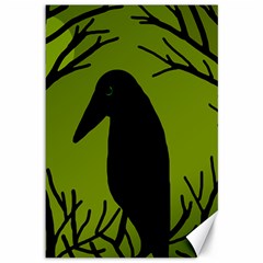 Halloween Raven - Green Canvas 12  X 18   by Valentinaart